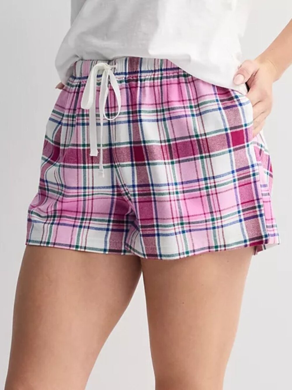 SONOMA FLANNEL PAJAMA SHORTS WOMENS SIZE XXL PLAID PINK WONDER NWT